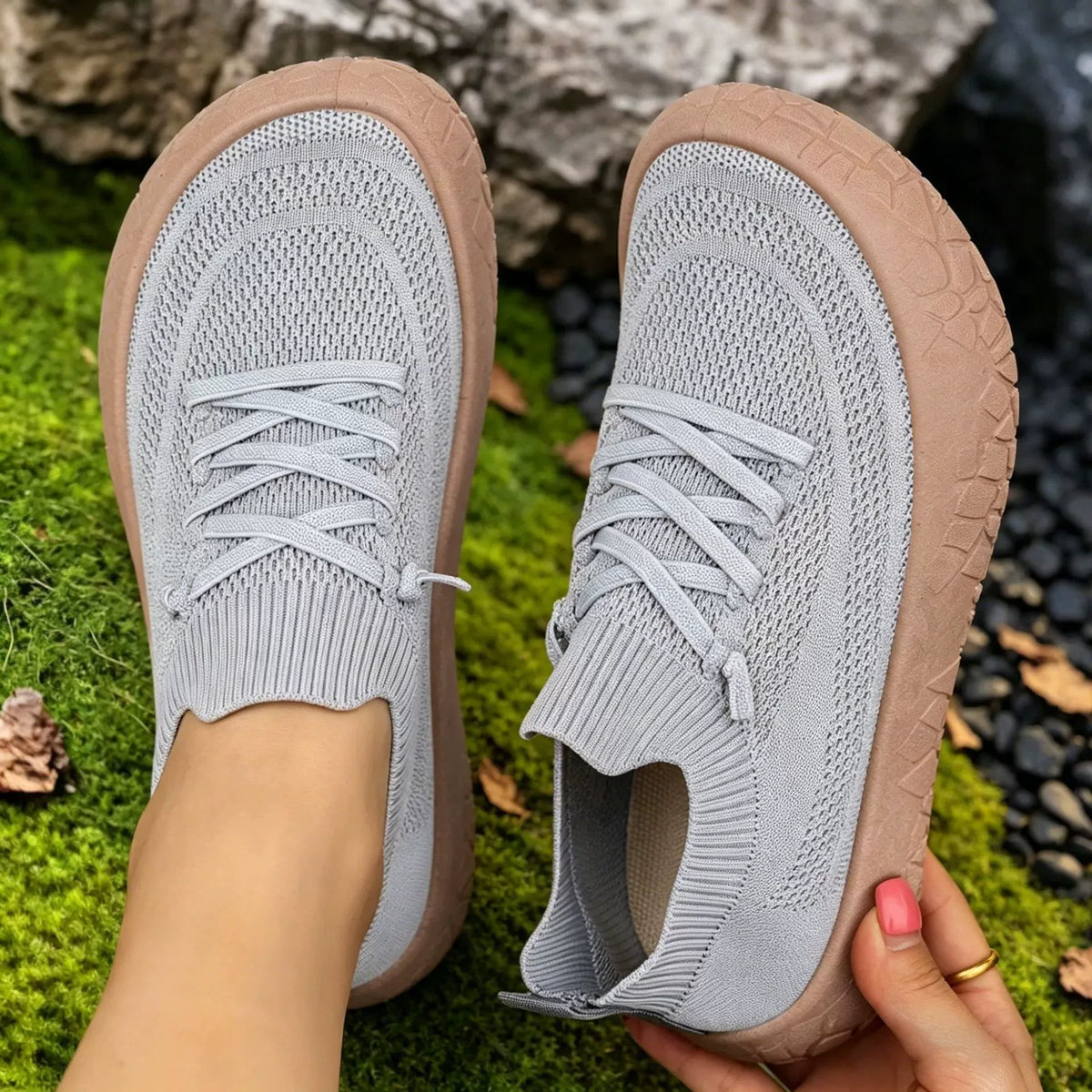 Women's Breathable Knit Casual Sneakers Slip‑on Walking Shoes for Wide & Swollen Feet