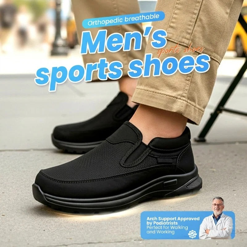👟Men's Orthopedic Breathable Slip-On Sneakers - Arch Support with Memory Foam Insoles for All-Day Comfort 🏃‍♂️💨
