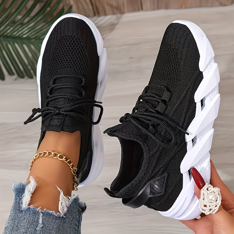 Women's Lightweight & Comfortable Mesh Lace-Up Fly-Woven Sneakers Running Shoes