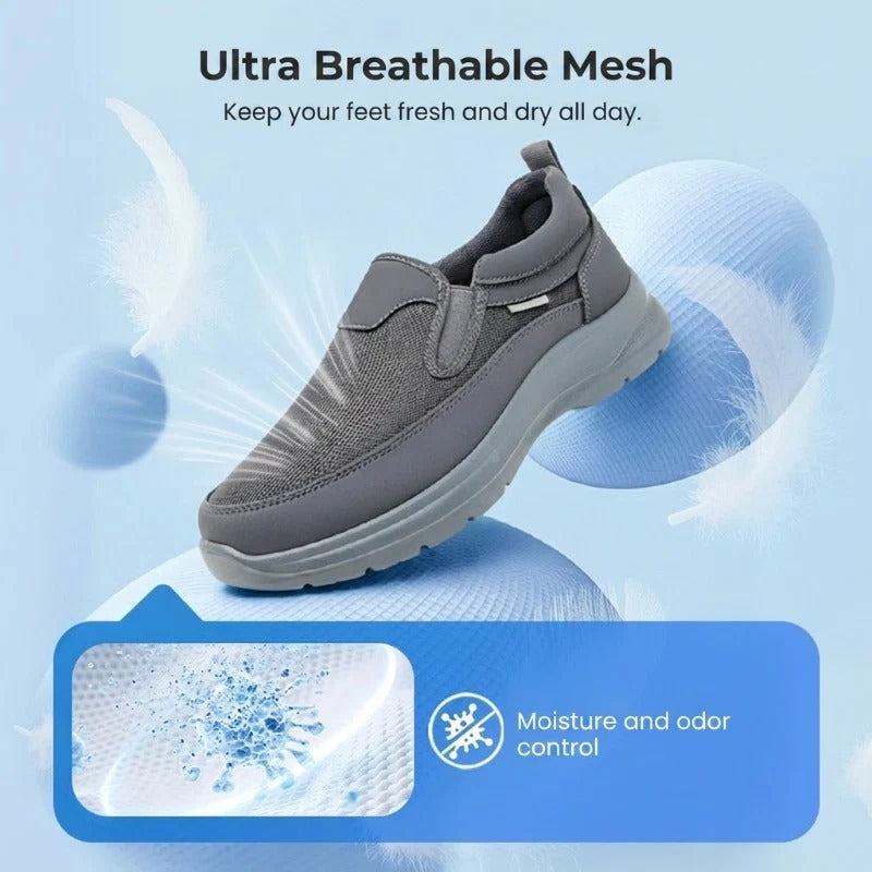 👟Men's Orthopedic Breathable Slip-On Sneakers - Arch Support with Memory Foam Insoles for All-Day Comfort 🏃‍♂️💨